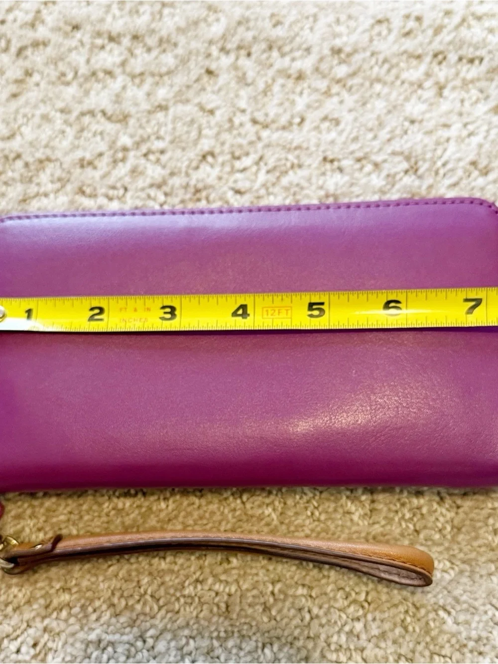 Baekgaard Purple Leather Zip Travel Wallet Organizer Minimalist ID Card Wristlet